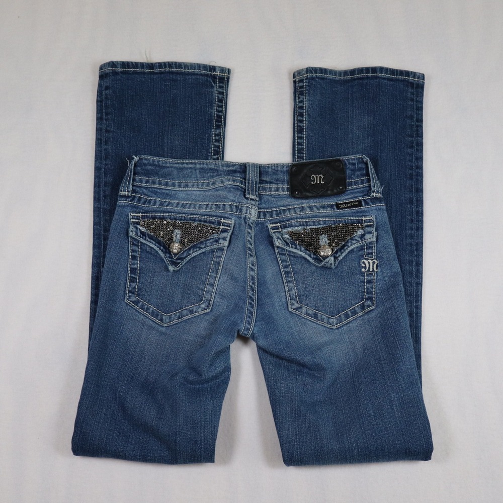 Y2K Miss Me Low Rise Bootcut Jeans Size 28 Y2K Grunge Streetwear Alt Embellished